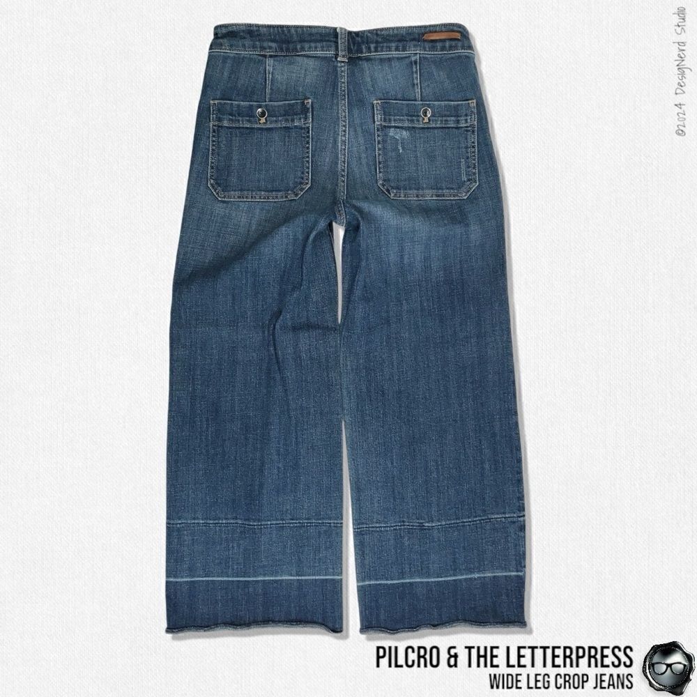 ANTHROPOLOGIE PILCRO & THE LETTERPRESS WIDE LEG CROP SAILOR JEANS SIZE 28 - Picture 7 of 13